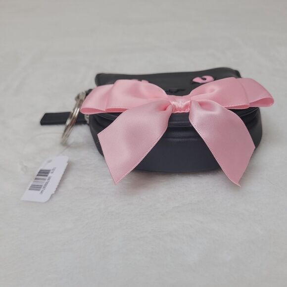 BBW Black Cat with Pink Bow Coin Purse Wallet Key Ring Zip Top New Out of Stock - Picture 6 of 8